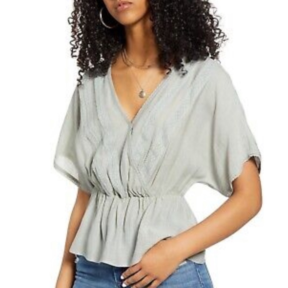 NWT Boho Sage Peplum Blouse